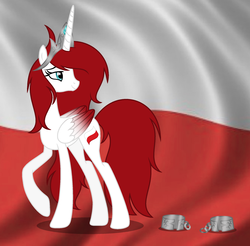 Size: 2120x2084 | Tagged: safe, artist:mylittlespider139, oc, oc only, oc:queen poland, alicorn, pony, alicorn oc, base used, broken, high res, independence day, nation ponies, poland, polish national independence day, shackles, solo, two toned wings, wings