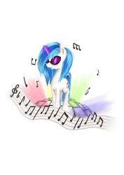 Size: 753x1062 | Tagged: safe, artist:sa-loony, dj pon-3, vinyl scratch, pony, g4, female, music, music notes, notes, simple background, solo