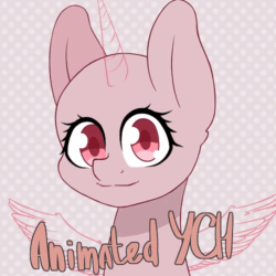 Size: 500x500 | Tagged: safe, artist:shadikbitardik, oc, oc only, pony, animated, auction, blinking, bust, commission, cute, gif, icon, portrait, solo, your character here