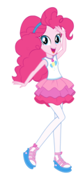 Size: 2121x4747 | Tagged: safe, artist:android95ec, pinkie pie, equestria girls, g4, my little pony equestria girls: better together, balloon, clothes, cute, cutie mark, diapinkes, female, geode of sugar bombs, hairband, looking at you, magical geodes, miniskirt, open mouth, pantyhose, pose, rah rah skirt, sandals, simple background, skirt, solo, transparent background, vector