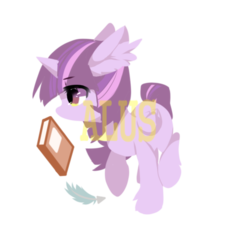 Size: 512x512 | Tagged: safe, alternate version, artist:alus, twilight sparkle, alicorn, pony, g4, book, cute, ear fluff, feather, female, leg fluff, lineless, mare, pixiv, simple background, solo, transparent background, twiabetes, twilight sparkle (alicorn), watermark