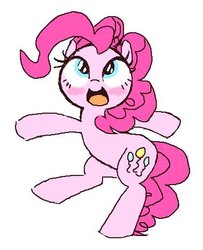 Size: 378x466 | Tagged: safe, artist:lemonspark, pinkie pie, earth pony, pony, g4, bipedal, blushing, cute, diapinkes, female, mare, open mouth, simple background, solo, white background
