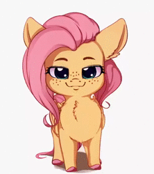 Size: 498x560 | Tagged: safe, artist:miokomata, fluttershy, pegasus, pony, g4, animated, blinking, chest fluff, cute, female, freckles, loop, mare, no sound, shyabetes, solo, webm