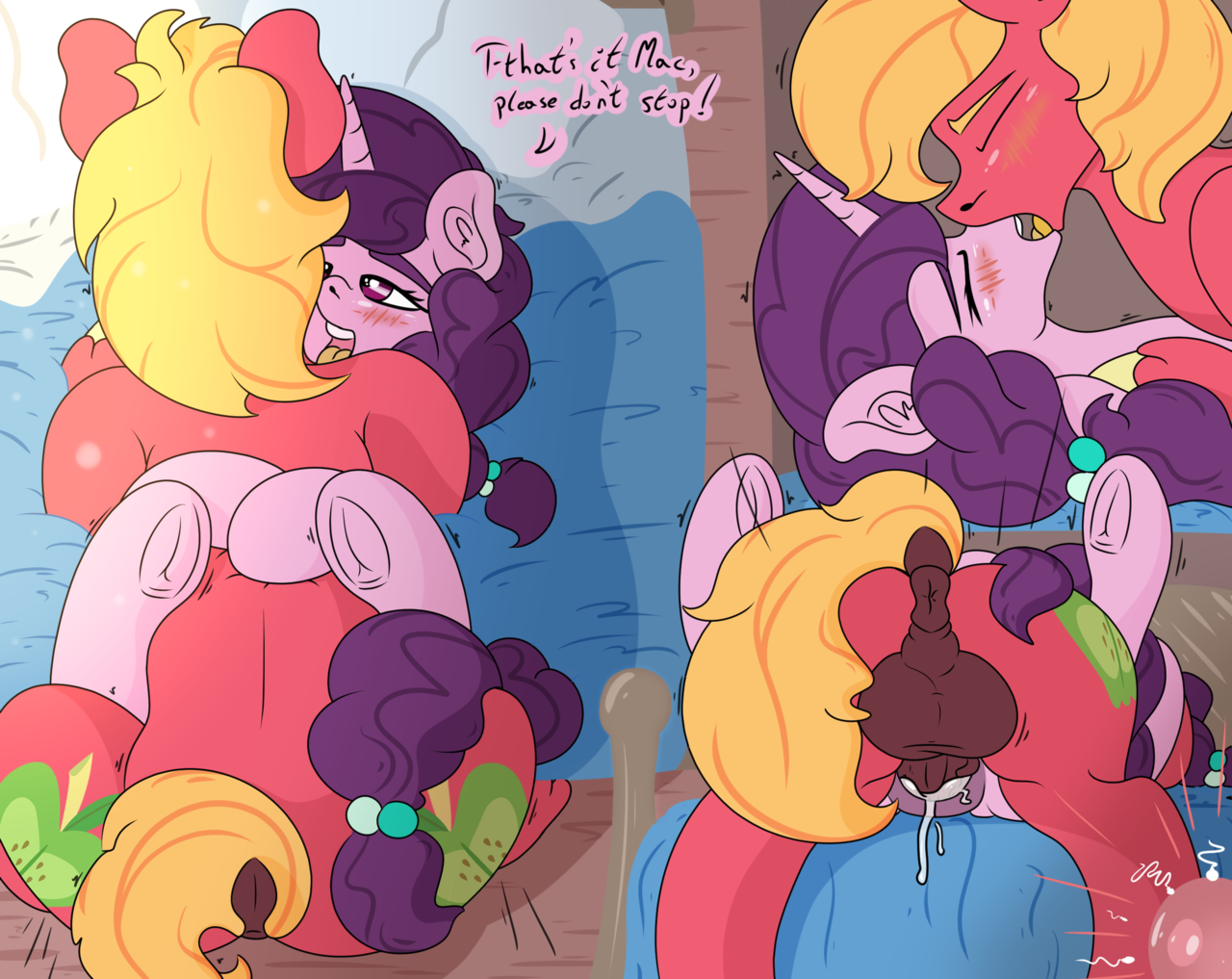 Mlp Big Mac Porn - 2193607 - explicit, artist:mackstack, big macintosh, sugar belle, earth  pony, pony, unicorn, 2 panel comic, an egg being attacked by sperm, and  that's how little mac was made, asking for it, asking