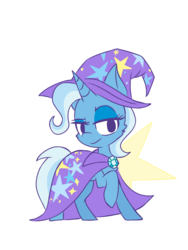 Size: 900x1200 | Tagged: safe, artist:blurry-kun, trixie, pony, unicorn, g4, abstract background, cheek fluff, cute, diatrixes, female, lidded eyes, mare, raised hoof, solo, stars