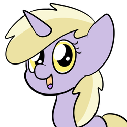 Size: 500x500 | Tagged: safe, artist:wisheslotus, dinky hooves, pony, unicorn, g4, female, filly, open mouth, simple background, smiling, solo, white background