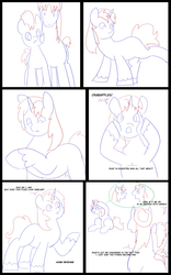 Size: 5000x8000 | Tagged: safe, artist:chedx, flash sentry, trouble shoes, oc, oc:home defence, clydesdale, earth pony, pegasus, pony, unicorn, comic:the fusion flashback, g4, butt, comic, commissioner:bigonionbean, confused, flank, forced, fuse, fused, fusion, fusion:big macintosh, fusion:shining armor, head in hooves, magic, merging, parent:big macintosh, parent:shining armor, plot, potion, sketch, sketch dump, swelling, talking to themself, thought bubble, writer:bigonionbean