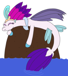Size: 2303x2585 | Tagged: safe, artist:supahdonarudo, queen novo, seapony (g4), series:novoember, g4, my little pony: the movie, cute, high res, novobetes, prone, rock, simple background, sunbathing, transparent background, water