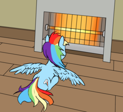 Size: 934x850 | Tagged: safe, artist:anonymous, rainbow dash, pegasus, pony, g4, drawthread, female, heater, looking away, ponified, ponified animal photo, ponified bird photo, radiator, request, requested art, solo, space heater