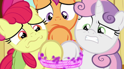 Size: 1280x720 | Tagged: safe, screencap, apple bloom, scootaloo, sweetie belle, pony, g4, the last crusade, bound together, clubhouse, crusaders clubhouse, cutie mark crusaders, rope