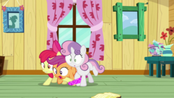 Size: 1920x1080 | Tagged: safe, screencap, apple bloom, scootaloo, sweetie belle, pony, g4, the last crusade, bound together, clubhouse, crusaders clubhouse, cutie mark crusaders