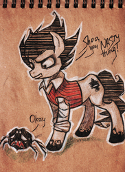 Size: 437x600 | Tagged: safe, artist:s-jesso, pony, don't starve, ponified, traditional art, wilson (don't starve)