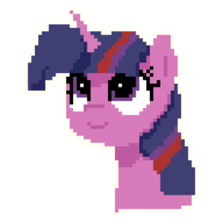 Size: 512x512 | Tagged: safe, artist:thefloatingtree, twilight sparkle, pony, g4, bust, female, mare, pixel art, simple background, smiling, solo, transparent background