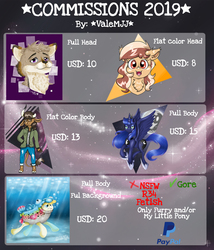 Size: 768x896 | Tagged: safe, artist:valemjj, princess luna, rainbow trout (g4), oc, alicorn, pony, anthro, g4, advertisement, anthro with ponies, bust, commission, commission info, female, furry oc, hoof shoes, mare, non-mlp oc, peytral, underwater
