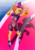 Size: 1522x2152 | Tagged: safe, alternate version, artist:mauroz, smolder, equestria girls, g4, anime style, band-aid, band-aid on nose, cameltoe, clothes, cute, equestria girls-ified, female, one eye closed, rollerblades, shorts, silhouette, smiling, smolderbetes, solo, track, tracksuit, wink