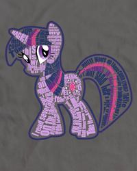 Size: 812x1016 | Tagged: safe, alternate version, artist:samoht-lion, twilight sparkle, pony, unicorn, g4, female, mare, solo, t shirt design, text, unicorn twilight, word cloud