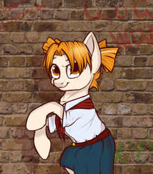 Size: 485x551 | Tagged: safe, artist:cheshchesh, pony, alice dvachevskaya(everlasting summer), brick wall, everlasting summer, ponified