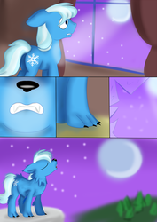 Size: 2480x3508 | Tagged: safe, artist:jbond, oc, oc only, earth pony, hengstwolf, pony, werewolf, comic, commission, crescent moon, eyes closed, high res, howling, male, meme, moon, not trixie, solo, stallion, transformation, ych result