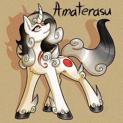 Size: 894x894 | Tagged: safe, artist:sinligereep, pony, unicorn, amaterasu, chest fluff, ear fluff, female, okami, ponified