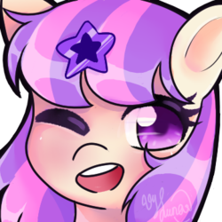 Size: 360x360 | Tagged: safe, artist:helithusvy, oc, oc only, pony, avatar, bust, character, cute, one eye closed, open mouth, requested art, wink