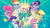 Size: 2400x1334 | Tagged: safe, screencap, applejack, fluttershy, gummy, pinkie pie, rainbow dash, rarity, spike, twilight sparkle, alicorn, alligator, dragon, earth pony, pegasus, pony, unicorn, g4.5, my little pony: pony life, official, adventure in the comments, applejack's hat, cowboy hat, duckery in the comments, female, hat, looking at you, male, mane six, mare, missing cutie mark, pony history, straw in mouth, text, twilight sparkle (alicorn)