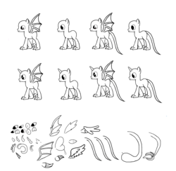 Size: 4154x4062 | Tagged: safe, artist:theliondemon-kaimra, dracony, dragon, hybrid, pony, base, horn, lineart, male, simple background, stallion, tail, transparent background, wings