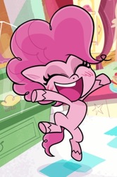 Size: 656x990 | Tagged: safe, pinkie pie, earth pony, pony, g4.5, my little pony: pony life, cropped, cute, diapinkes, excited, eyes closed, female, happy, jumping, open mouth, ponk, solo, teeth