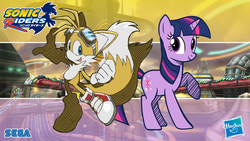 Size: 1920x1080 | Tagged: safe, artist:galaxyart, artist:lukaafx, twilight sparkle, pony, unicorn, g4, crossover, male, miles "tails" prower, sonic riders, sonic the hedgehog, sonic the hedgehog (series), unicorn twilight