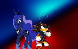 Size: 1024x640 | Tagged: safe, artist:brandonale, princess luna, g4, crossover, male, shadow the hedgehog, sonic the hedgehog, sonic the hedgehog (series)