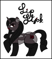 Size: 1128x1280 | Tagged: safe, oc, oc:lip stick, pony, unicorn, choker, clothes, colored, cutie mark, dock, ear piercing, eyelashes, flat colors, girly stallion, heart butt, hip, leg warmers, leopard print, lighter underbelly, lips, lipstick, long mane, long socks, looking at you, makeup, male, original character do not steal, piercing, red eyes, side view, stockings, the ass was fat, thigh highs, trap, underbelly