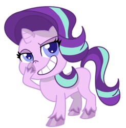 Size: 980x994 | Tagged: artist needed, safe, starlight glimmer, pony, unicorn, g4, g4.5, my little pony: pony life, boop, female, glimmerposting, mare, meme, missing cutie mark, pony life accurate, self-boop, show accurate, solo