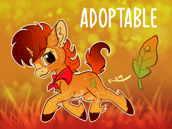 Size: 1024x768 | Tagged: safe, artist:zobaloba, oc, oc only, pony, unicorn, adoptable, advertisement, auction, autumn, commission, cutie mark, leaf, solo, your character here