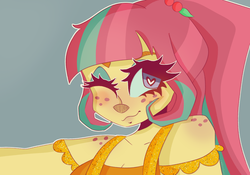 Size: 2000x1400 | Tagged: safe, artist:carrotjuiceee, sour sweet, equestria girls, g4, female, looking at you, one eye closed, smiling, solo, wink
