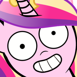 Size: 1024x1024 | Tagged: artist needed, safe, princess cadance, alicorn, pony, g4, g4.5, my little pony: pony life, bean mouth, calarts, disturbing, female, hi anon, looking at you, mare, meme, solo