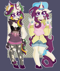 Size: 1700x2000 | Tagged: safe, artist:carrotjuiceee, rarity, unicorn, anthro, g4, alternate hairstyle, breasts, cleavage, clothes, disguise, ear piercing, eyeshadow, female, jacket, looking at you, makeup, piercing, plainity, punk, raripunk, solo