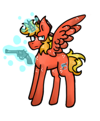 Size: 400x484 | Tagged: safe, artist:hunterthewastelander, oc, oc only, alicorn, pony, fallout equestria, alicorn oc, frown, glowing horn, gun, hat, horn, magic, male, simple background, solo, stallion, telekinesis, transparent background, weapon