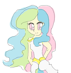 Size: 598x618 | Tagged: safe, artist:wisheslotus, princess celestia, human, g4, clothes, female, humanized, ms paint, simple background, solo, white background