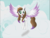 Size: 1600x1200 | Tagged: safe, artist:auroraswirls, oc, oc only, oc:sky feather, pegasus, pony, cloud, female, mare, on a cloud, open mouth, pegasus oc, smiling, solo, spread wings, wings