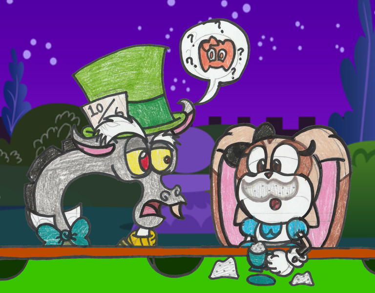 Alice Alice In Wonderland Artist Drquack64 Cream The Rabbit Crossover Discord Mad Hatter Safe Sonic The Hedgehog Series Derpibooru
