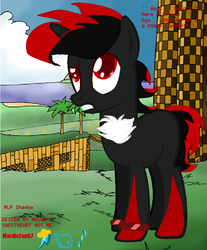 Size: 699x846 | Tagged: safe, artist:mardicfan67, artist:melodysweetheart, pony, base used, crossover, green hill zone, male, ponified, shadow the hedgehog, sonic the hedgehog, sonic the hedgehog (series)