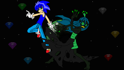 Size: 1280x720 | Tagged: safe, artist:nightron130prime, queen chrysalis, equestria girls, g4, crossover, equestria girls-ified, male, sonic the hedgehog, sonic the hedgehog (series)