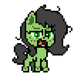 Size: 288x288 | Tagged: safe, artist:bitassembly, oc, oc only, oc:filly anon, earth pony, pony, g4.5, my little pony: pony life, chibi, disgusted, female, filly, freckles, pixel art, simple background, solo, sprite, transparent background