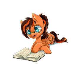 Size: 1280x1235 | Tagged: safe, artist:kovoranu, oc, oc only, oc:pumpkin swirl, pegasus, pony, book, cute, glasses, pegasus oc, ych result