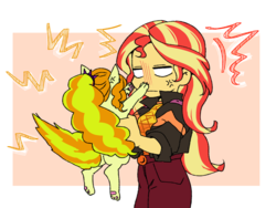 Size: 1600x1200 | Tagged: safe, artist:raika0306, adagio dazzle, sunset shimmer, cat, equestria girls, g4, angry, catdagio, catified, cross-popping veins, digital art, female, scratches, scratching, species swap