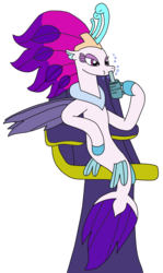 Size: 1789x3002 | Tagged: safe, artist:supahdonarudo, queen novo, seapony (g4), series:novoember, g4, my little pony: the movie, bubble, cup, drinking, sassy, simple background, sitting, text, throne, transparent background, your tears are delicious, zero fucks given