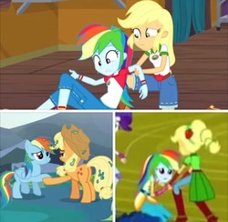 Size: 720x704 | Tagged: safe, applejack, rainbow dash, earth pony, pegasus, pony, equestria girls, g4, my little pony equestria girls: friendship games, my little pony equestria girls: legend of everfree, to where and back again, clothes, friendship, stand, standing up