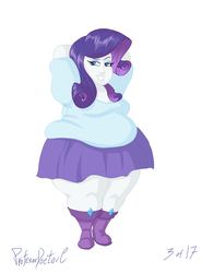 Size: 800x1083 | Tagged: safe, artist:professordoctorc, rarity, series:r is for rarity, equestria girls, g4, bbw, boots, clothes, fat, female, obese, raritubby, shoes, simple background, skirt, solo, ssbbw, thighs, thunder thighs, white background, wide hips