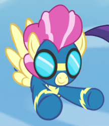 Size: 250x290 | Tagged: safe, screencap, candy cloud, swift vanilla, pegasus, pony, g4, the last problem, background pony, clothes, cropped, female, flying, happy, mare, smiling, uniform, wonderbolts, wonderbolts uniform