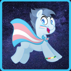 Size: 670x670 | Tagged: safe, artist:sketchthewitch, oc, oc:silver span, pony, babscon, pride, transgender pride flag