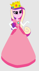 Size: 343x620 | Tagged: safe, artist:selenaede, artist:thewalrusclown, dean cadance, princess cadance, equestria girls, g4, barely eqg related, base used, clothes, cosplay, costume, crossover, crown, dress, gloves, gown, jewelry, nintendo, princess peach, regalia, super mario bros.